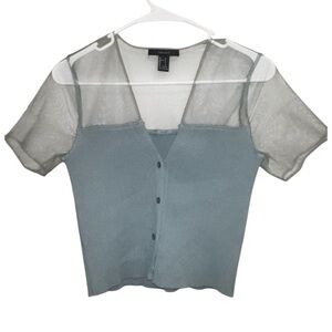 Forever 21 Light Gray Sheer Blouse